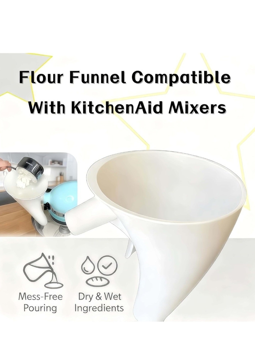 KitchenAid White Pouring Funnel for Stand Mixers